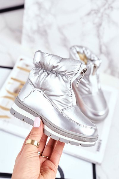 Women's Snow Boots Warm Natural Wool Silver Bubbles