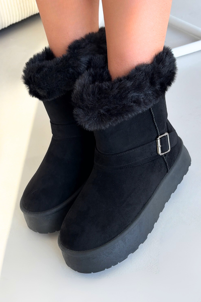 Bottes de neige pour femmes sur plateforme avec boucle et fausse fourrure Czarne Jesella