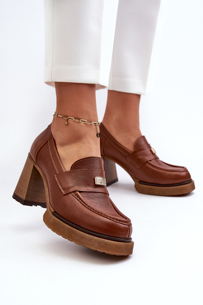 Zazoo 20169 Chaussures à Talons Hauts en Cuir Marron