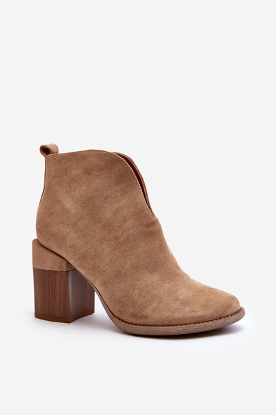 Damenstiefel mit klobigem Absatz in Beige Nolira
