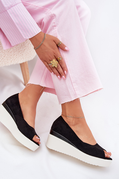 Sandale Femei Pe Toc Din Suede Eco Negre Velira