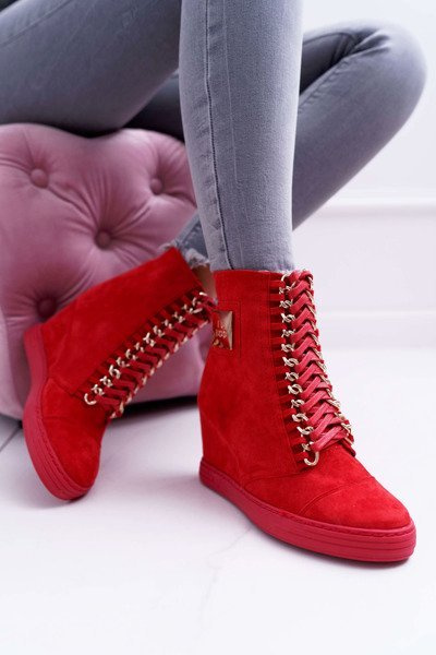 Damen Lu Boo Sneakers mit Ketten Wildleder Rot Monica