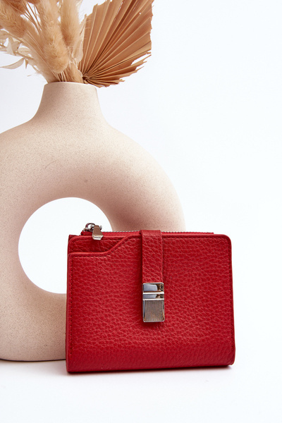 Portefeuille pour femme en éco-cuir rouge Lazara