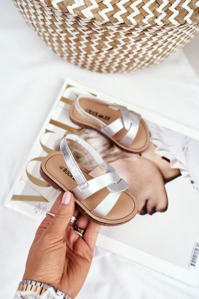 Children's Sandals With Drawstring Silver Bambino