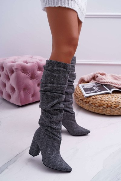 Kniehohe Damenstiefel Grau Termen