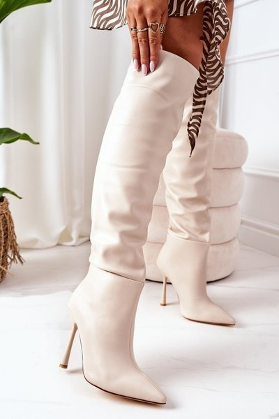 Stiletto-Stiefel mit Absatz Beige Dionne