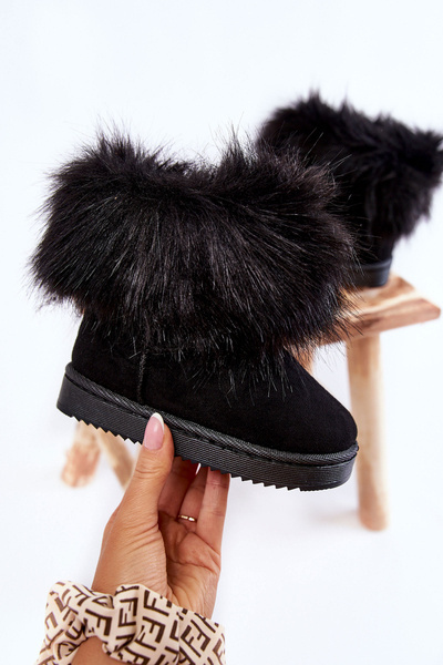 Bottes de neige pour enfants avec fourrure écologique Noir Ariana