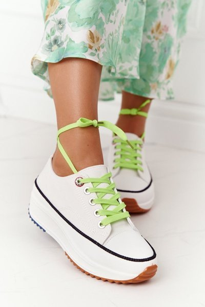 Damen Plateau Turnschuhe Weiß Electric Love