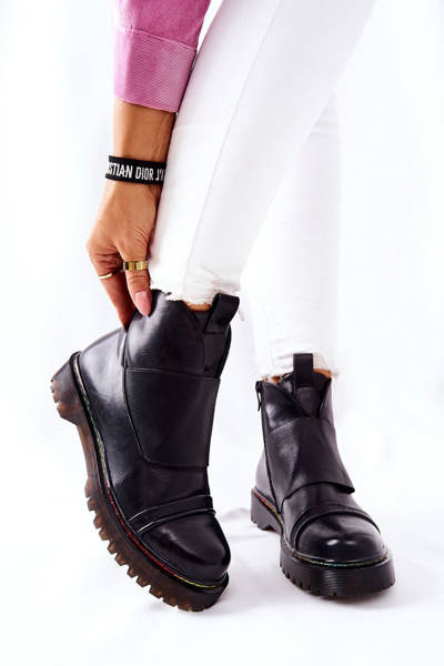 Bottines Avec Coutures Colorées Noir Milie