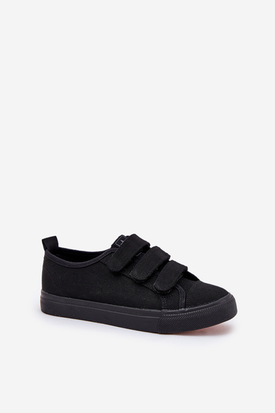 Baskets Basses Velcro Jeunesse Noires Dilan