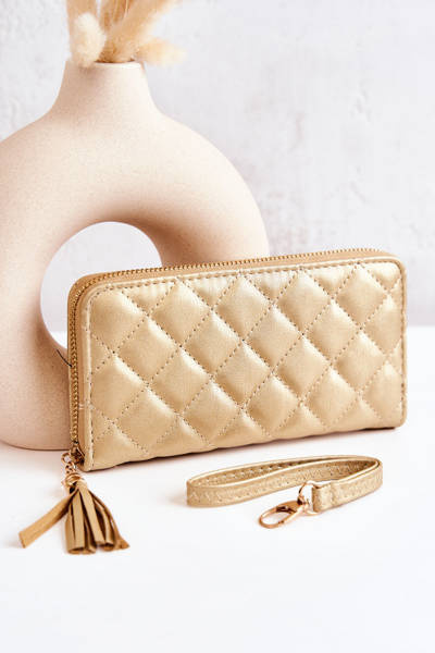 Large Fringed Quilted Wallet Gold Selley