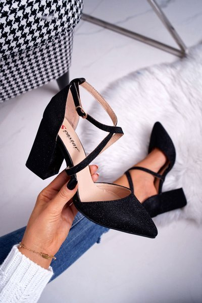 Moteriškos Stiletto pompos Glitter Black Trever
