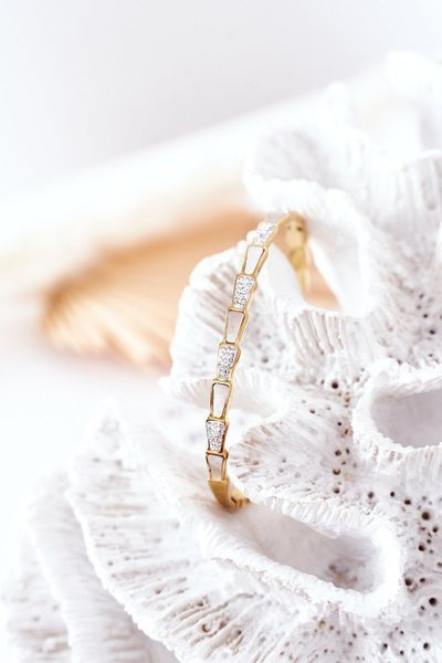 Steel Bracelet with Cubic Zirconia And Pearl Gold