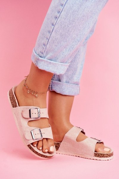 Women's Slides On Corck Pink Si Senor
