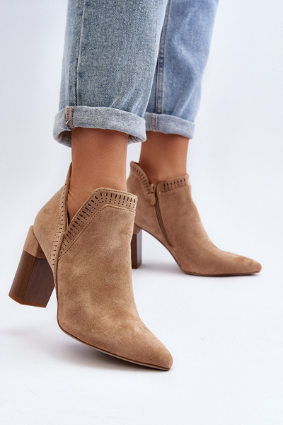 Bottines à Motif Dentelle Beige Vailen