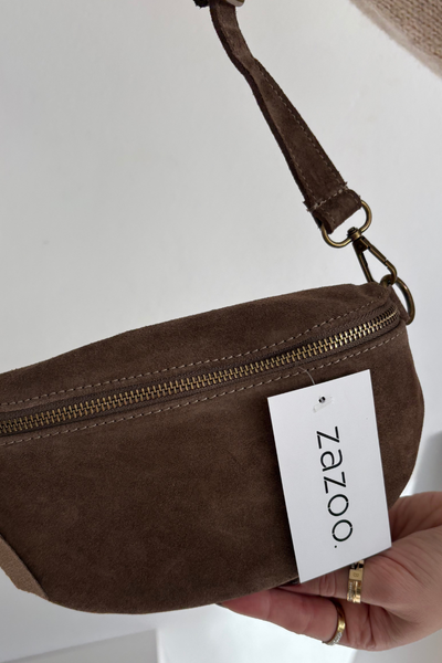 Sac banane en cuir suédé marron Wessa