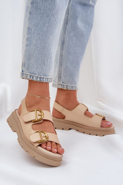 Sandales en cuir éco avec boucles beiges Vulinea