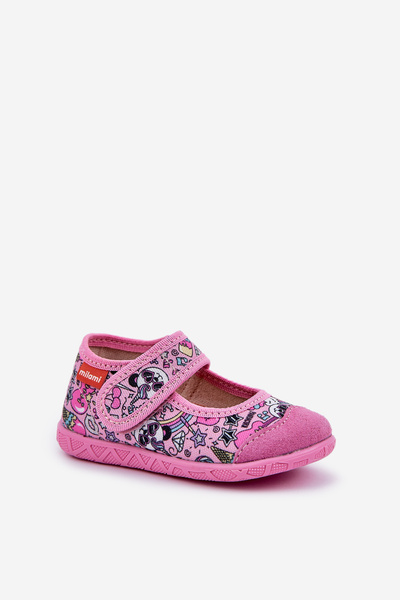 Children's Slippers Milami With Velcro In Pink Pandas Esnia