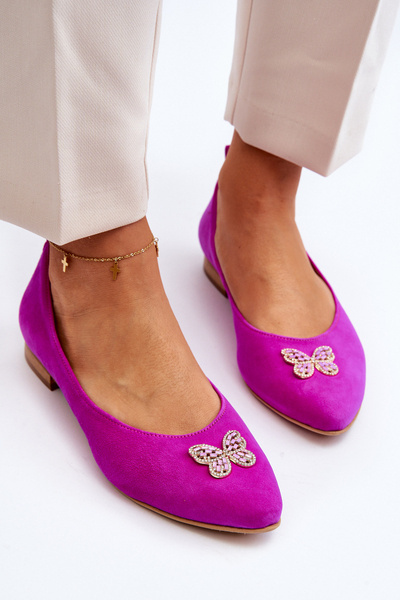 Ballerines en cuir avec ornement Zazoo 2885 doré-blanc
