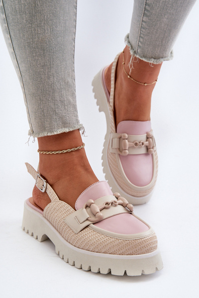 Sandales à talons plats pour femmes avec ornement beige D&A MR38-656