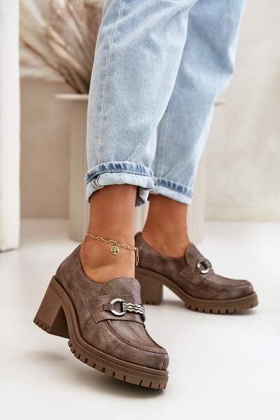 Zazoo 20175 Chaussures à Talons Femme Cuir Naturel Beige Foncé