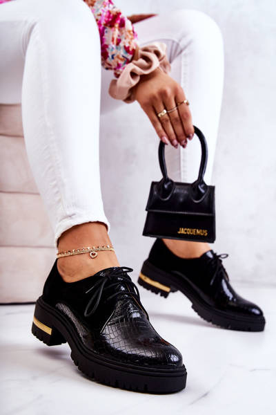 Richelieus Cuir Femme Nouées Noir Merevin