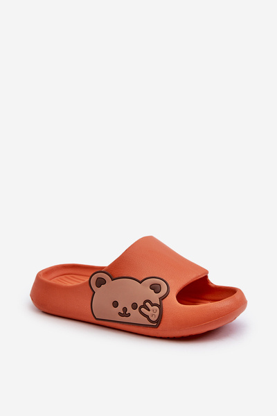 Chaussons En Mousse Légère Avec Relief Ours Orange