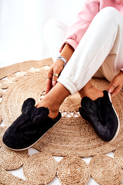 Chaussons Fourrure Avec Oreilles Noir Thorpe