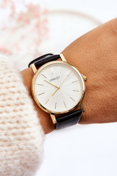 Montre Femme Avec Boîtier Or Ernest Black Vega