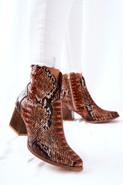 Bottes de cowboy Lewski motif serpent marron EV28