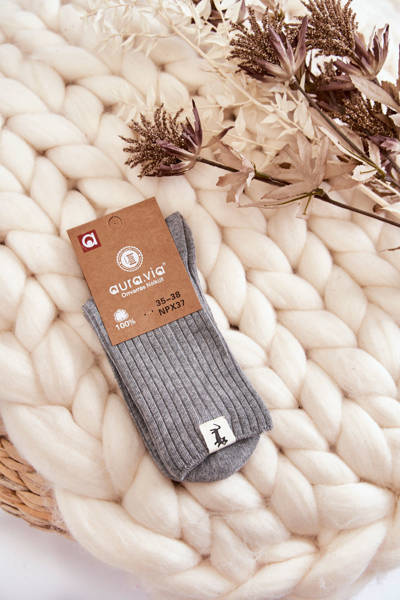Gerippte Damensocken druckfrei Hellgrau