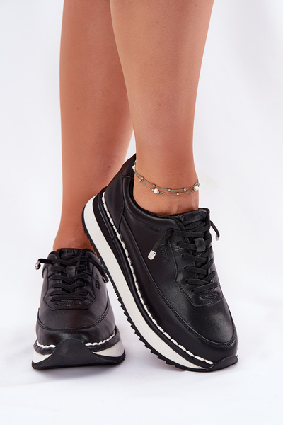 Női Bőr Sneakers Platformon Big Star RR274A335 Fekete