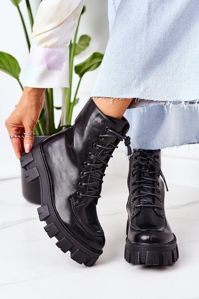 Fleecegefütterte Worker Boots Schwarz World Is Mine