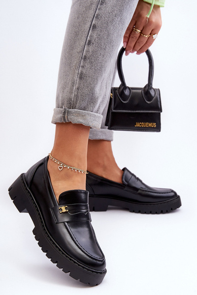 Mocassins En Cuir Avec Ornement Noir Esperta