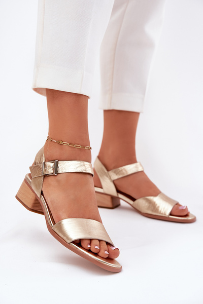 Leder Damen Sandalen Mit Absatz Maciejka N6802-25 Gold