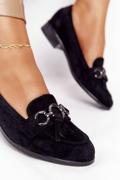 Mocassins élégants pour femmes Vinceza 10585 daim noir