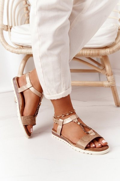 Flache Damen-Sandalen Copper Willow