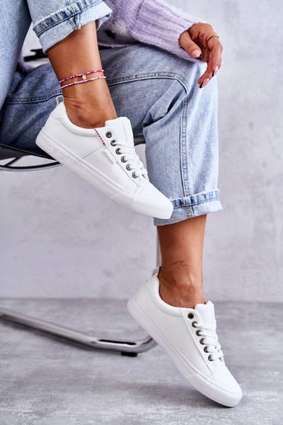 Adidaje cu piele joasă pentru femei Big Star KK274005 Alb