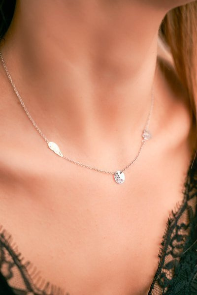 Collier Argent Femme Aile Coeur Ajouré Tatiana