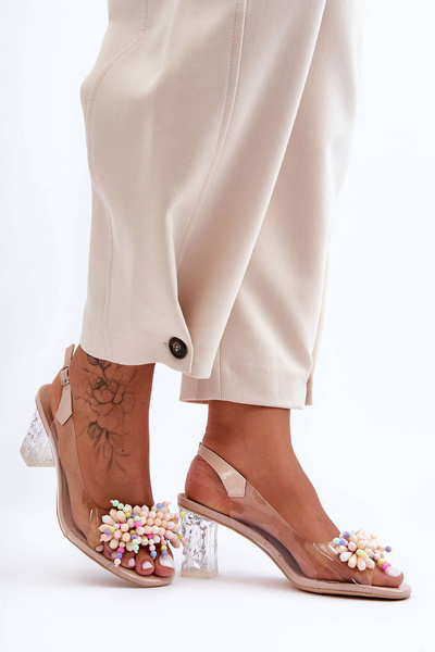 Verzierte Modische Sandalen Mit Absatz Beige SBarski MR1037-23