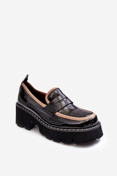 Mocassins en cuir pour femmes D&A MR870-32 Noir