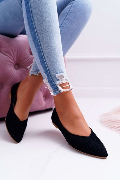 Lu Boo Ballerinas pentru femei Openwork Desert negru