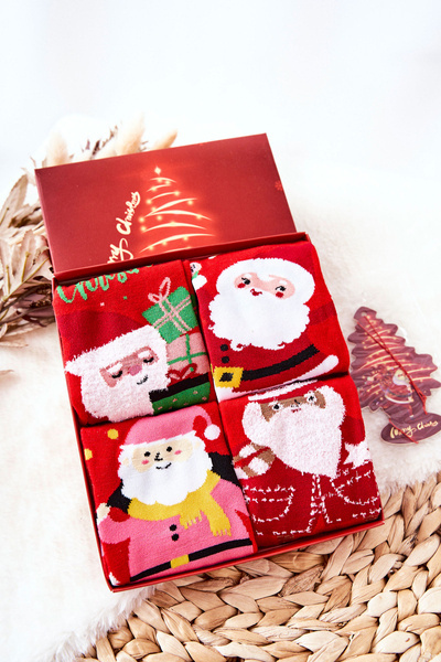 Cosas Santa Socken für Frauen, 4 Paar + Anhänger