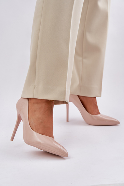 Lackierte High Heels Mit Spitzem Zeh Beige Vizana