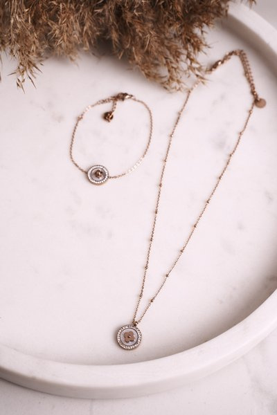 Collier avec Trèfle et Zircon Cubique Or Rose Chance