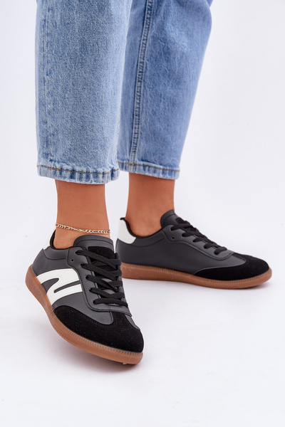 Niedrige Damen Sneaker Aus Eco Leder Schwarz Navidemi