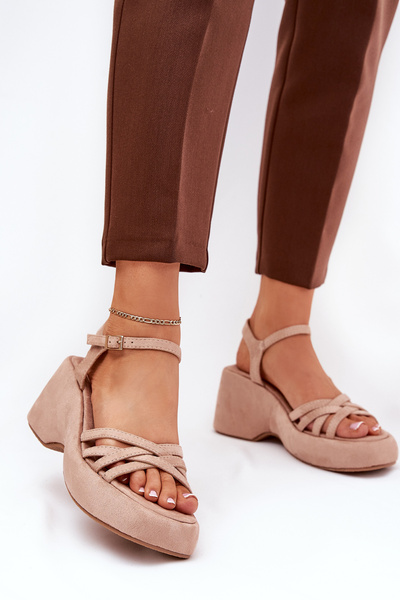 Plattform-Und Keilsandaletten Aus Öko-Suede Beige Nendal