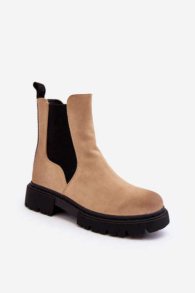Bottines doublées avec fermeture éclair pour femme Beige Vesta