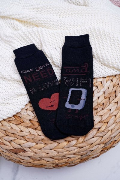 Chaussettes antidérapantes pour femmes noires chaudes All You Need Is Love And WiFi
