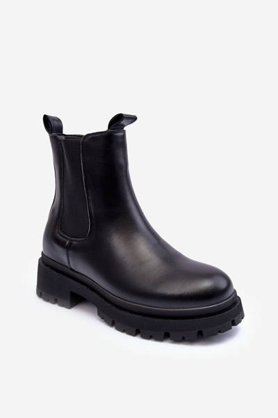 Cizme din piele Chelsea pe Zip Black Pitrese